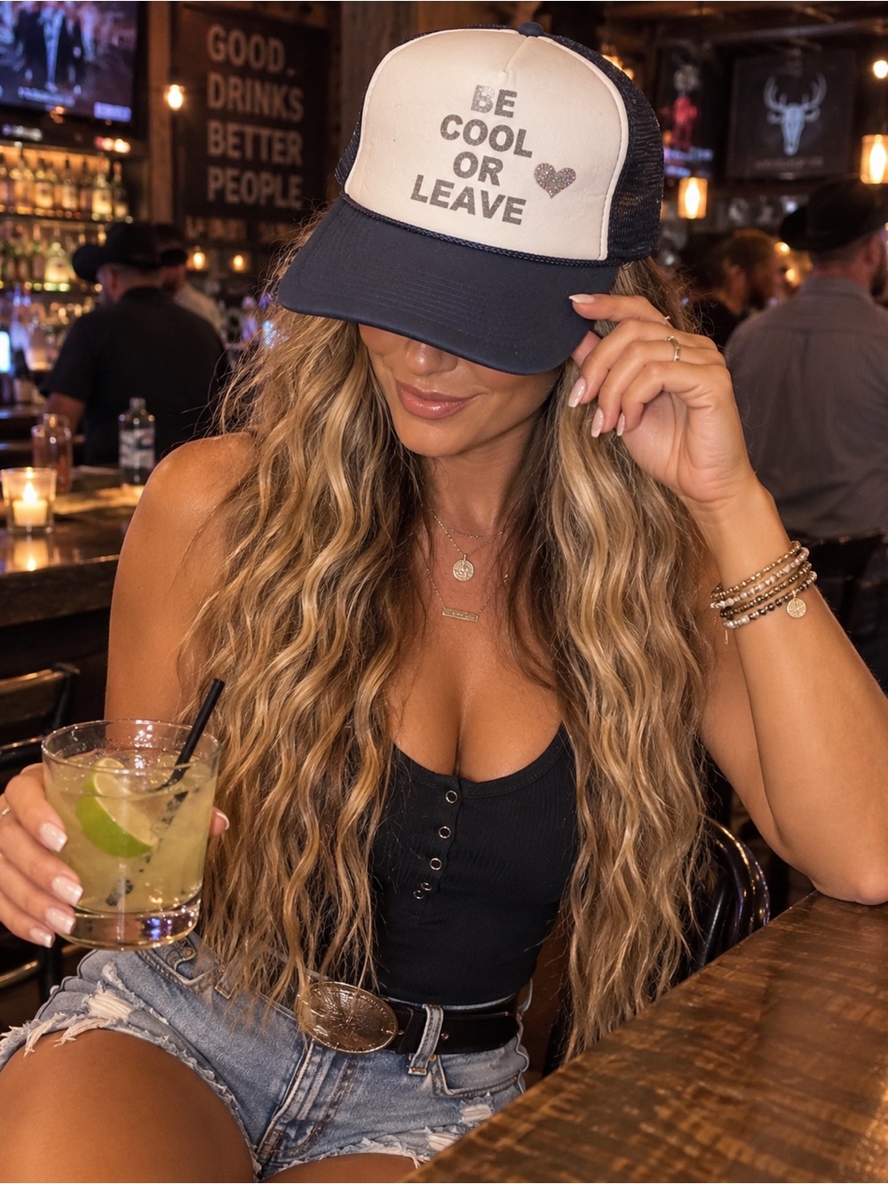 Navy & White 'Be Cool or Leave' Trucker Hat